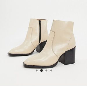 ASOS Restore Leather Block Heel Cowboy Boot